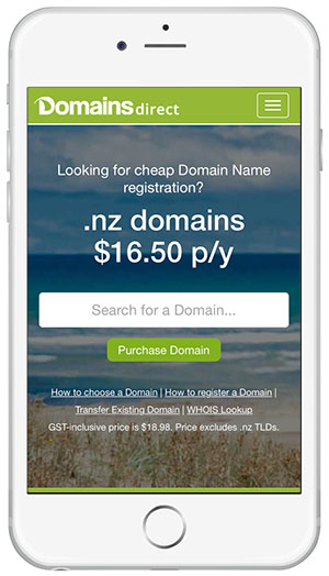 Domains Direct responsive website screenshot