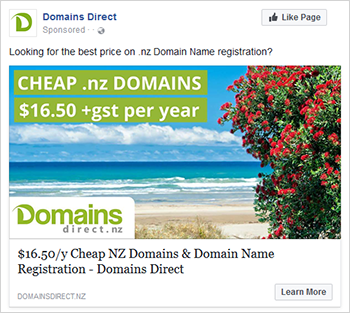 Domains Direct Facebook ad