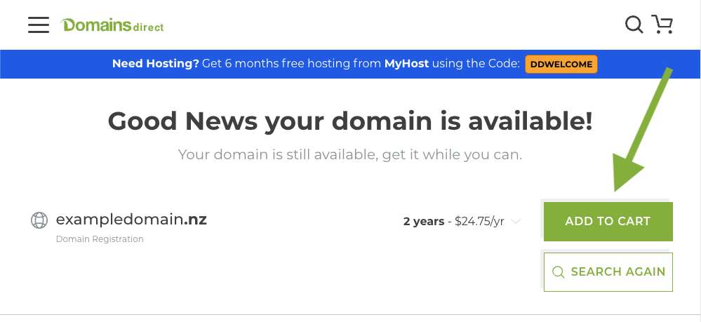 Add domain to cart