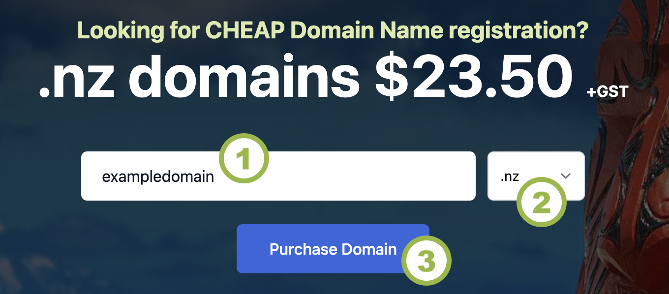 Search for a domain on the Domains Direct home page