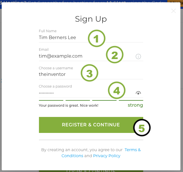 Enter your new account details